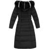 imagechouyatou Womens Warm Belted Maxi Long Padded Winter Coat Removable Fur Hood XSmall Black