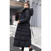 imagechouyatou Womens Warm Belted Maxi Long Padded Winter Coat Removable Fur Hood XSmall Black