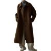 imagechouyatou Womens Business Casual Winter Wool Coat Single Breasted Long Sleeve Midi Long Trench Coat PeacoatCoffee