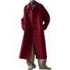 imagechouyatou Womens Business Casual Winter Wool Coat Single Breasted Long Sleeve Midi Long Trench Coat PeacoatRed