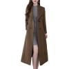 imagechouyatou Womens Chic Shawl Collar Work Double Breasted Maxi Long Wool Pea CoatBrown