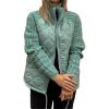 imagechouyatou Womens Winter Stand Collar Lightweight Quilted Jacket Knitted Sleeve Utility Puffer Jacket Down CoatMalachite Green