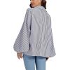 imageCHOUYATOU Womens 2026 Casual Striped Button Down Shirts Lantern Sleeve Collared Cotton Blouses TopsGrey