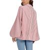 imageCHOUYATOU Womens 2026 Casual Striped Button Down Shirts Lantern Sleeve Collared Cotton Blouses TopsRed