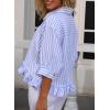 imageCHOUYATOU Womens Business Casual Striped Button Down Shirt Loose 34 Sleeve Peplum Tops Work BlousesBlue