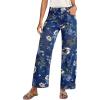 imageCHOUYATOU Womens Vintage Floral Printed Barrel Jeans Y2k Boyfriend Wide Leg Denim Pants with PocketsDark Blue