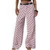 imagechouyatou Womens Boyfriend Polka Dot Wide Leg Jeans Y2K Casual Mid Rise Denim Pants with PocketsPink