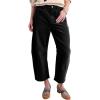 imagechouyatou Womens High Waisted Baggy Crop Corduroy Pants 2025 Fall Casual Barrel Harem Pants TrousersBlack