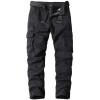 imagechouyatou Mens Casual MidRise Waist Tapered Leg Close Bottom Jogger Cargo PantsBlack