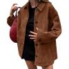 imagechouyatou Womens Fall Boyfriend Faux Suede Leather Jacket Casual Midi Long Button Down Shacket CoatBrown