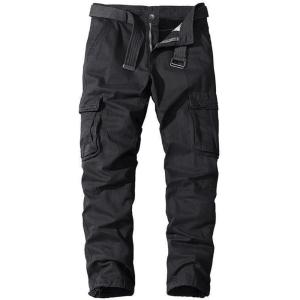 imagechouyatou Mens Casual MidRise Waist Tapered Leg Close Bottom Jogger Cargo PantsBlack