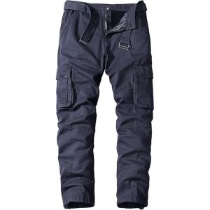 imagechouyatou Mens Casual MidRise Waist Tapered Leg Close Bottom Jogger Cargo PantsDark Blue