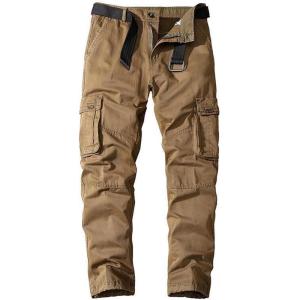 imagechouyatou Mens Casual MidRise Waist Tapered Leg Close Bottom Jogger Cargo PantsKhaki