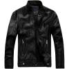 imagechouyatou Mens Vintage Stand Collar Pu Leather JacketRzqm888black
