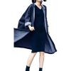 imagechouyatou Womens Casual Hooded Denim Jacket Open Front Loose Fit Boyfriend Jean Long Trench Coat with HoodBlue