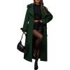 imageCHOUYATOU Womens Winter Double Breasted Midi Long Wool Coat Business Casual Notch Lapel Winter Trench Coat with BeltGreen