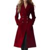 imagechouyatou Womens 2025 Fall Double Breasted Wool Coat Formal Work Dressy Midi Long Winter Pea CoatRed