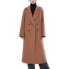 imagechouyatou Womens Winter Double Breasted Long Wool Coat Notched Lapel Casual Dressy Trench Pea Coat OvercoatOrange