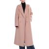 imagechouyatou Womens Winter Double Breasted Long Wool Coat Notched Lapel Casual Dressy Trench Pea Coat OvercoatPink