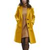 imagechouyatou Womens Winter Notch Collar Wool Coat Single Breasted Midi Long Wool Blend Trench Coat OvercoatYellow