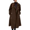 imagechouyatou Womens Winter Double Breasted Midi Long Wool Pea Coat Notch Lapel Winter Trench CoatCoffee