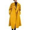 imagechouyatou Womens Winter Double Breasted Midi Long Wool Pea Coat Notch Lapel Winter Trench CoatYellow