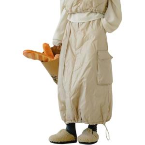 imagechouyatou Womens Winter Cargo Padded ALine Quilted Skirt Elastic Waist Warm Maxi Puffer Insulated SkirtLight Khaki