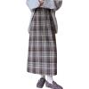 imagechouyatou Women Fall Winter Elastic High Waist Plaid Skirt ALine Maxi Long Wool Pencil Skirt with SplitBrown