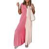 imagechouyatou Womens 2025 Color Block Sleeveless Baggy Overalls Button Up Wide Leg Romper Jumpsuit PantsPink