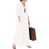 imagechouyatou Womens Basic Loose Fit Long Sleeve Button Up Maxi Shirt Dress with PocketsOffwhite