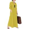 imagechouyatou Womens Basic Loose Fit Long Sleeve Button Up Maxi Shirt Dress with PocketsYellow