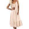 imagechouyatou Womens Cotton Linen Spaghetti Strap Beach Dress Casual Loose ALine Midi Long SundressLight Khaki