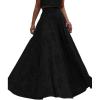 imagechouyatou Womens Hollow Out Eyelet Maxi Boho Skirt Back Smocked Waist Lace Floral Flowy Long Skirt with PocketsBlack