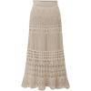 imagechouyatou Womens Stretched High Waist Crochet Hollow Out Knit Flowy Patterned Lace Maxi SkirtBeige