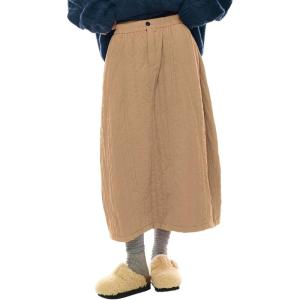 imagechouyatou Womens Winter Warm Elastic Waist Corduroy Padded ALine Quilted Midi Puffer Insulated SkirtKhaki