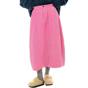 imagechouyatou Womens Winter Warm Elastic Waist Corduroy Padded ALine Quilted Midi Puffer Insulated SkirtPink