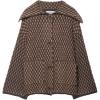 imagechouyatou Womens Vintage Lapel Plaid Cardigans Button Down Chunky Knit Cardigan Sweater Jacket Coat with PocketsCoffee