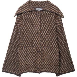 imagechouyatou Womens Vintage Lapel Plaid Cardigans Button Down Chunky Knit Cardigan Sweater Jacket Coat with PocketsCoffee