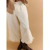 image:imageCHOUYATOU Womens 2026 Boyfriend Y2K Wide Leg Jeans Mid Waist Ruffled Ankle Denim Pant with PocketsBeige