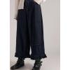 image:imageCHOUYATOU Womens 2026 Boyfriend Y2K Wide Leg Jeans Mid Waist Ruffled Ankle Denim Pant with PocketsBlack