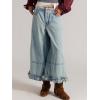 image:imageCHOUYATOU Womens 2026 Boyfriend Y2K Wide Leg Jeans Mid Waist Ruffled Ankle Denim Pant with PocketsLight Blue