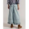 image:imageCHOUYATOU Womens 2026 Boyfriend Y2K Wide Leg Jeans Mid Waist Ruffled Ankle Denim Pant with PocketsLight Blue