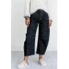 image:imageCHOUYATOU Womens Baggy Barrel Jeans Wide Leg Boyfriend Jeans High Waisted Y2K Cropped Denim Harem PantsBlack