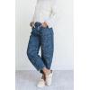 image:imageCHOUYATOU Womens Baggy Barrel Jeans Wide Leg Boyfriend Jeans High Waisted Y2K Cropped Denim Harem PantsBlue