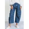 image:imageCHOUYATOU Womens Baggy Barrel Jeans Wide Leg Boyfriend Jeans High Waisted Y2K Cropped Denim Harem PantsBlue