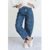image:imageCHOUYATOU Womens Baggy Barrel Jeans Wide Leg Boyfriend Jeans High Waisted Y2K Cropped Denim Harem PantsBlue