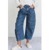 image:imageCHOUYATOU Womens Baggy Barrel Jeans Wide Leg Boyfriend Jeans High Waisted Y2K Cropped Denim Harem PantsBlue