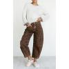 image:imageCHOUYATOU Womens Baggy Barrel Jeans Wide Leg Boyfriend Jeans High Waisted Y2K Cropped Denim Harem PantsBrown