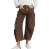 image:imageCHOUYATOU Womens Baggy Barrel Jeans Wide Leg Boyfriend Jeans High Waisted Y2K Cropped Denim Harem PantsBrown
