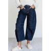 image:imageCHOUYATOU Womens Baggy Barrel Jeans Wide Leg Boyfriend Jeans High Waisted Y2K Cropped Denim Harem PantsDark Blue